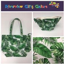 Large Tote Bag With Zip - Forest Leaf Large Tote Bag With Zip - Forest Leaf